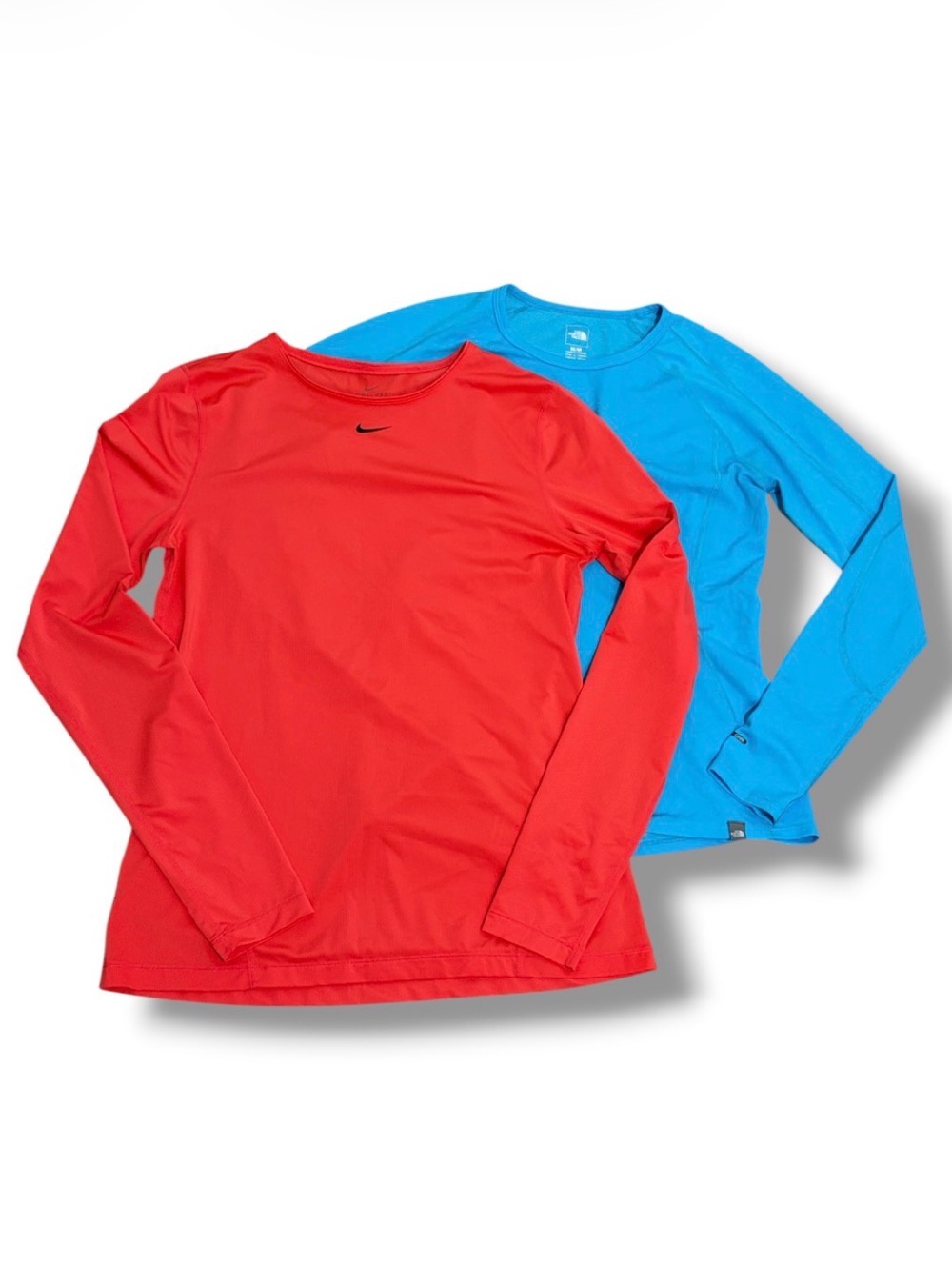 Long Sleeve Running Shirt Women's Size M 2 Pack Bundle Coral Blue Hiking Jogging